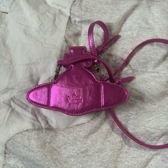 Vivienne Westwood Pink Mini Crossbody Leather Bag - Picture 2 of 3